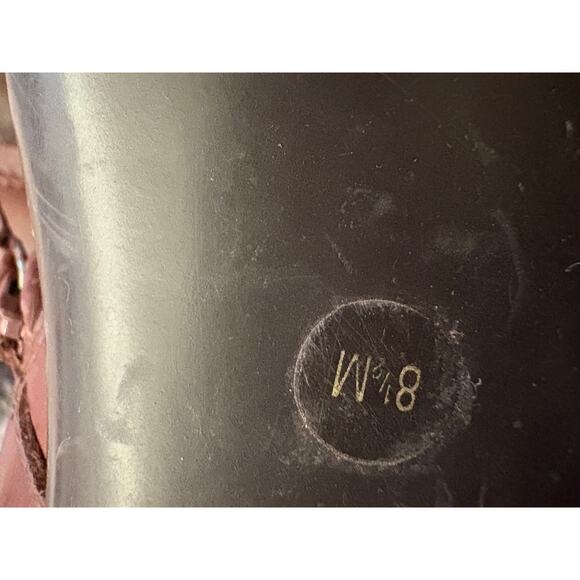 Antonio Melani Brown Leather Ankle Boots Heel Side Zip 8.5M DarkAcademia FLAW - Picture 6 of 11